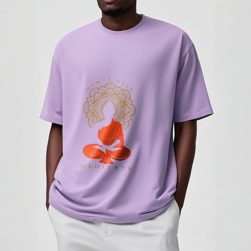 Buddha Stones Lässiges meditatives Buddha-Mandala-Muster Baumwoll-T-Shirt - image 18