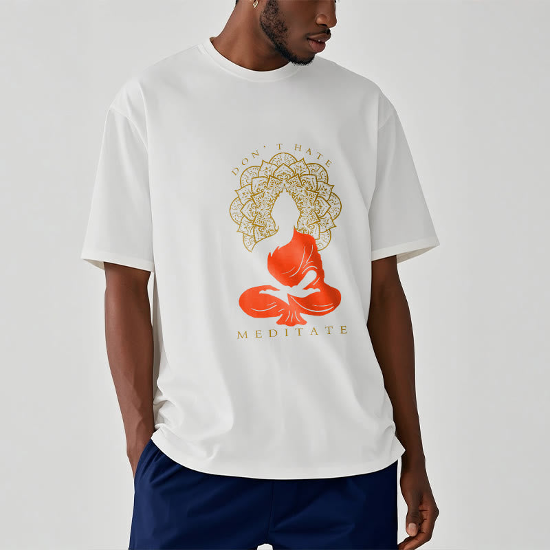 Buddha Stones Lässiges meditatives Buddha-Mandala-Muster Baumwoll-T-Shirt - image 7