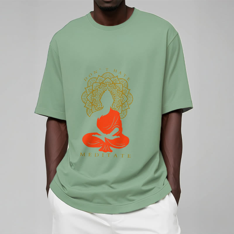 Buddha Stones Lässiges meditatives Buddha-Mandala-Muster Baumwoll-T-Shirt - image 16
