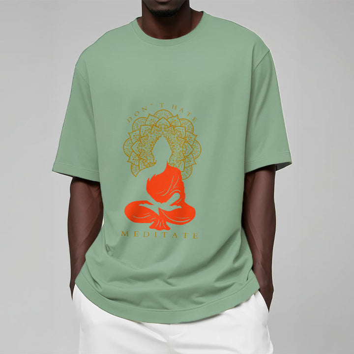 Buddha Stones Lässiges meditatives Buddha-Mandala-Muster Baumwoll-T-Shirt - image 16