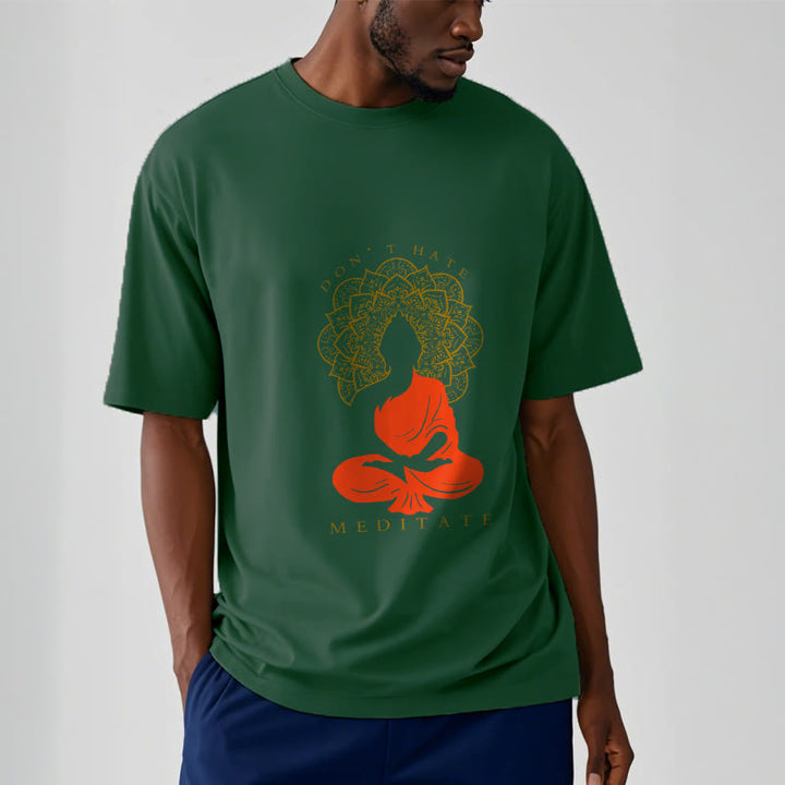 Buddha Stones Lässiges meditatives Buddha-Mandala-Muster Baumwoll-T-Shirt - image 12