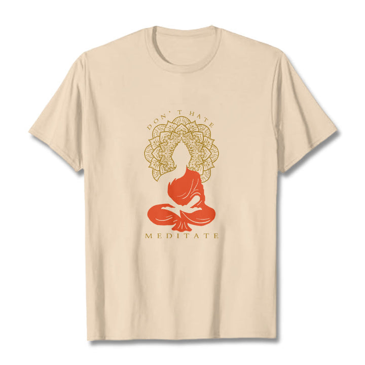 Buddha Stones Lässiges meditatives Buddha-Mandala-Muster Baumwoll-T-Shirt - Bisque - 2XL - image 9