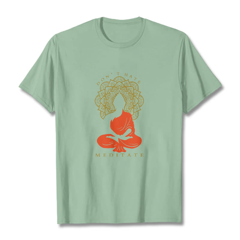 Buddha Stones Lässiges meditatives Buddha-Mandala-Muster Baumwoll-T-Shirt - Blassgrün - 2XL - image 15