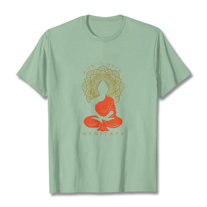 Buddha Stones Lässiges meditatives Buddha-Mandala-Muster Baumwoll-T-Shirt - Blassgrün - 2XL - image 15