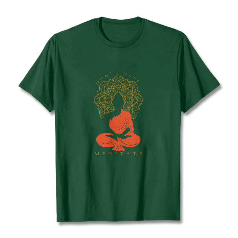 Buddha Stones Lässiges meditatives Buddha-Mandala-Muster Baumwoll-T-Shirt - WaldGrün - 2XL - image 11