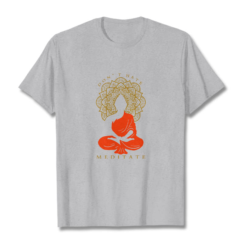 Buddha Stones Lässiges meditatives Buddha-Mandala-Muster Baumwoll-T-Shirt - Hellgrau - 2XL - image 20
