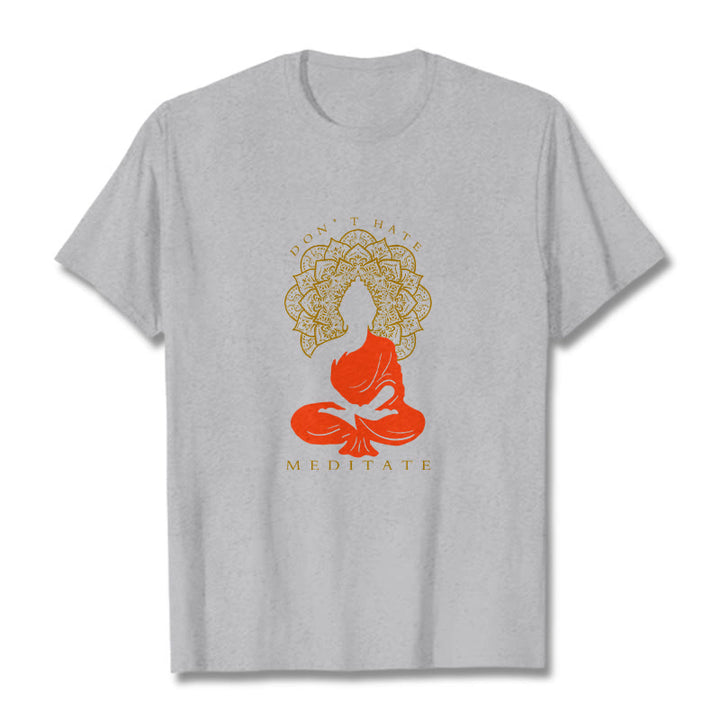 Buddha Stones Lässiges meditatives Buddha-Mandala-Muster Baumwoll-T-Shirt - Hellgrau - 2XL - image 20