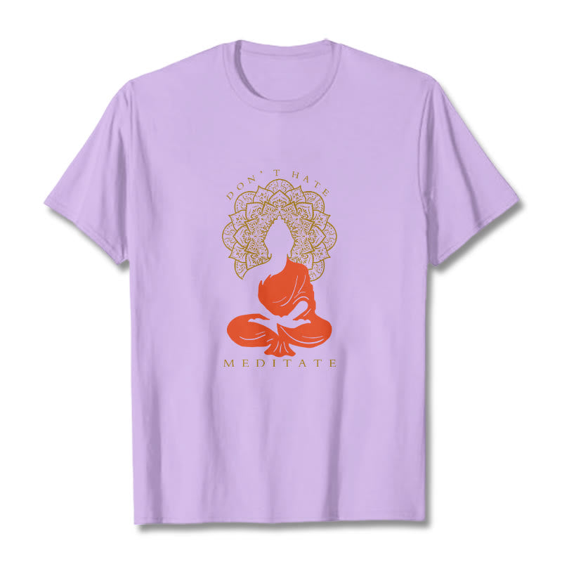 Buddha Stones Lässiges meditatives Buddha-Mandala-Muster Baumwoll-T-Shirt - Pflaume - 2XL - image 17