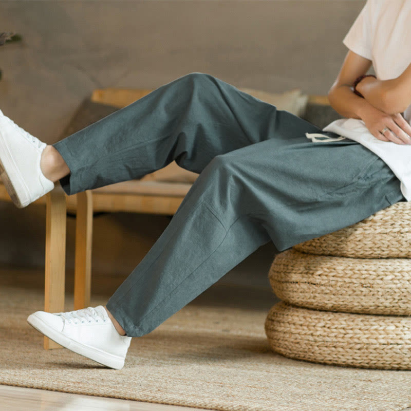 Buddha Stones Sommer Herren Baumwollhose mit Taschen - image 8