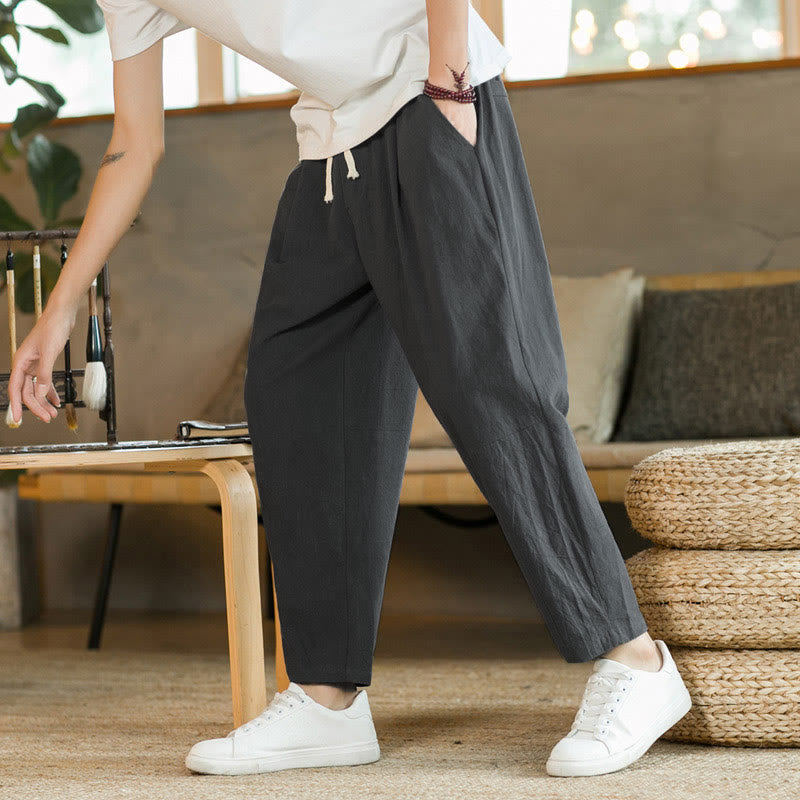 Buddha Stones Sommer Herren Baumwollhose mit Taschen - Dunkelgrau - US/ UK/AU46,EU56 (5XL)  - image 18