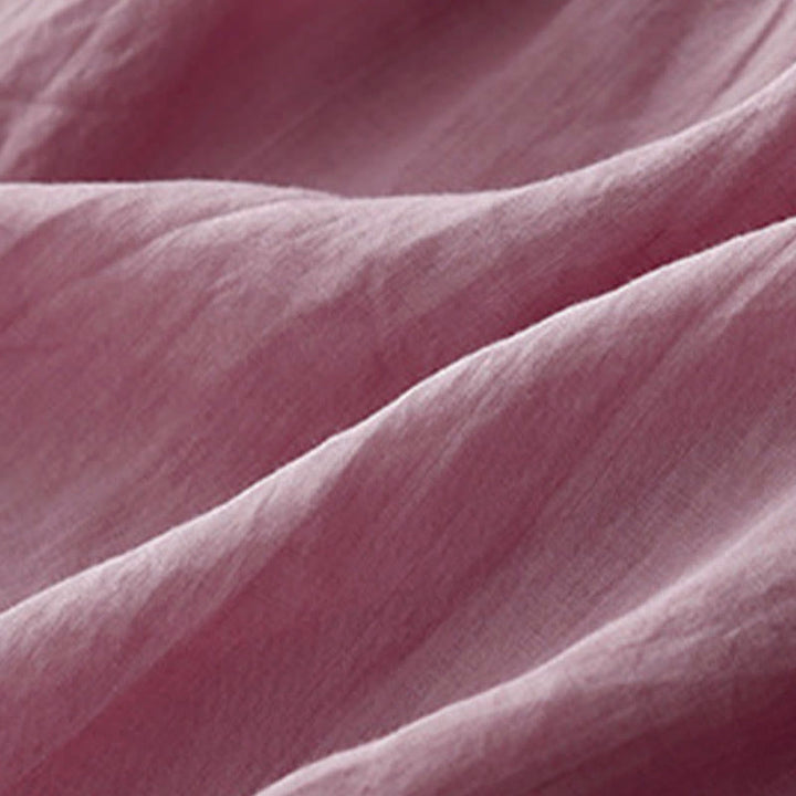 Buddha Stones Lässiges, einfarbiges, lockeres Damen-Baumwollhemd mit V-Ausschnitt und halblangen Ärmeln - image 9