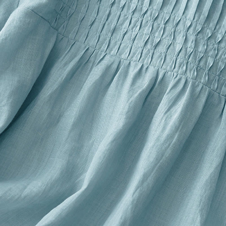 Buddha Stones Lässiges, einfarbiges, lockeres Damen-Baumwollhemd mit V-Ausschnitt und halblangen Ärmeln - image 29