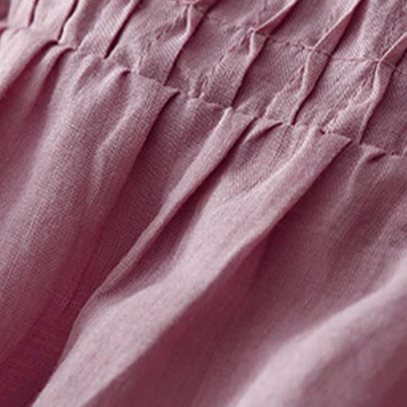 Buddha Stones Lässiges, einfarbiges, lockeres Damen-Baumwollhemd mit V-Ausschnitt und halblangen Ärmeln - image 8