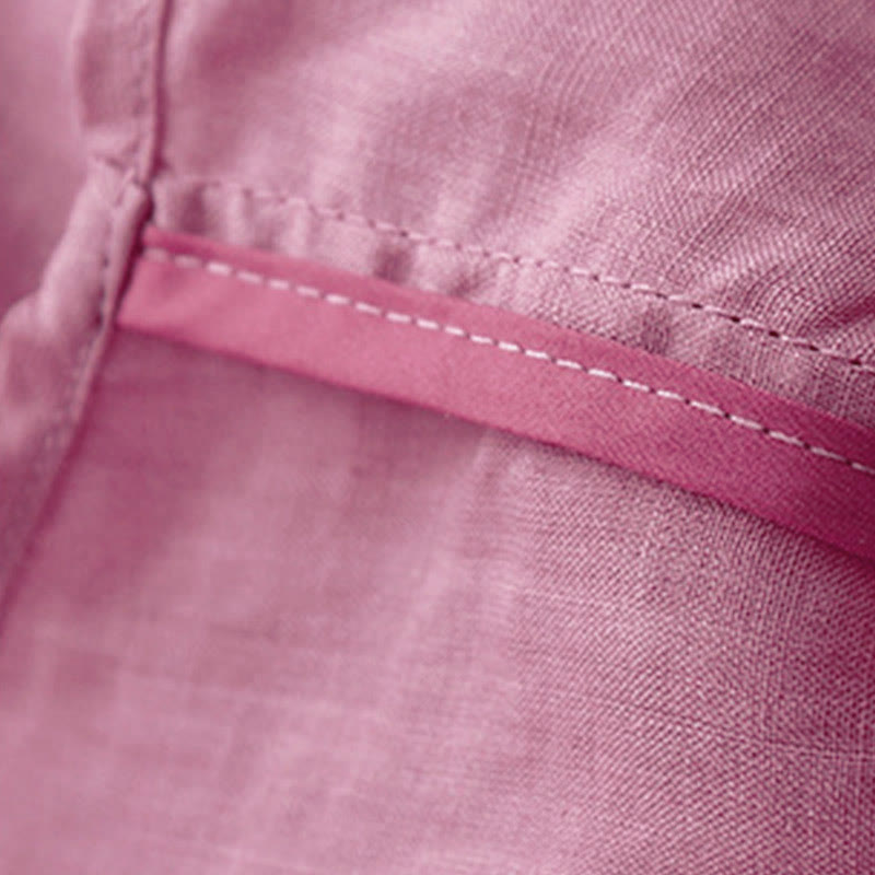 Buddha Stones Lässiges, einfarbiges, lockeres Damen-Baumwollhemd mit V-Ausschnitt und halblangen Ärmeln - image 22