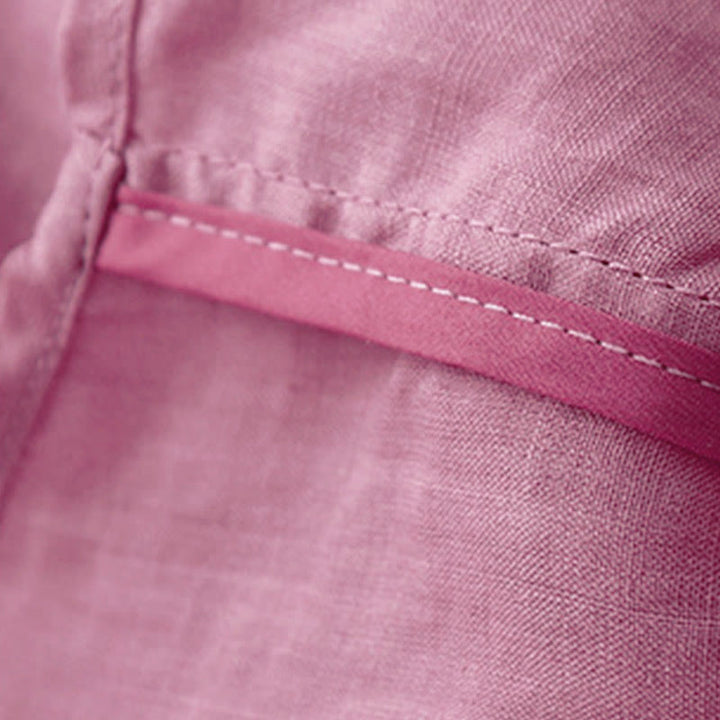 Buddha Stones Lässiges, einfarbiges, lockeres Damen-Baumwollhemd mit V-Ausschnitt und halblangen Ärmeln - image 22