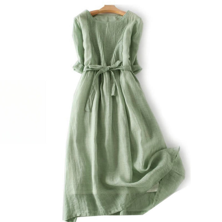 Buddha Stones Lässiges Midikleid aus Baumwolle mit Schnürung, Rundhalsausschnitt, halblangen Ärmeln und Taschen - DunkelMeergrün - US12, UK/AU16,EU44 (3XL) - image 20