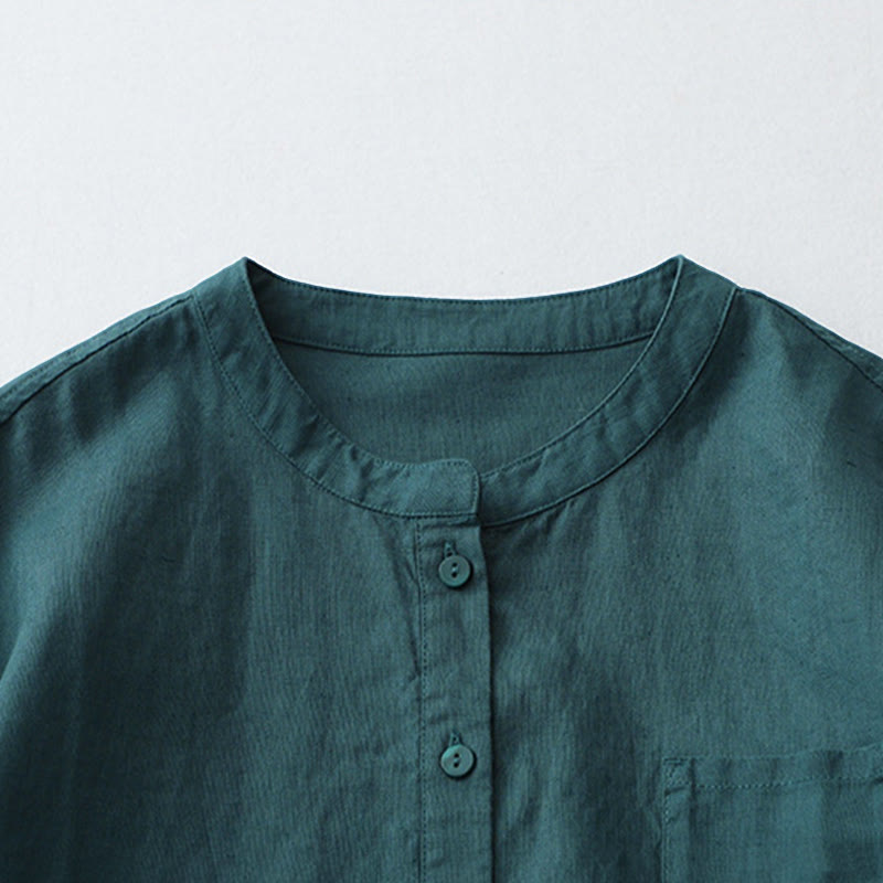 Buddha Stones – Einfarbiges Hemd mit Knopfleiste und Dreiviertelärmeln - image 16