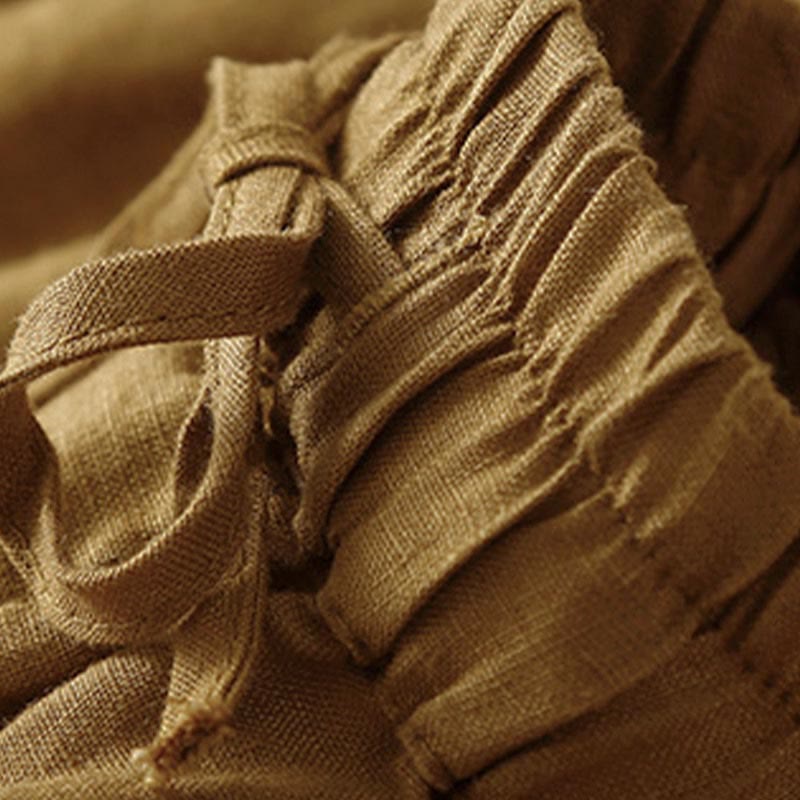 Buddha Stones Damen-Shorts aus Baumwolle mit einfarbiger Unterseite, hohlem Spitzendesign und Schnürung und Taschen - image 26