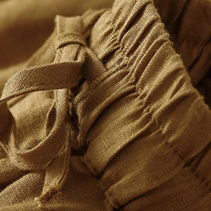 Buddha Stones Damen-Shorts aus Baumwolle mit einfarbiger Unterseite, hohlem Spitzendesign und Schnürung und Taschen - image 26