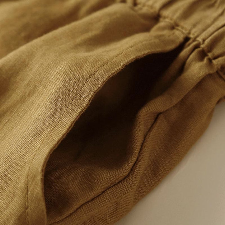 Buddha Stones Damen-Shorts aus Baumwolle mit einfarbiger Unterseite, hohlem Spitzendesign und Schnürung und Taschen - image 28