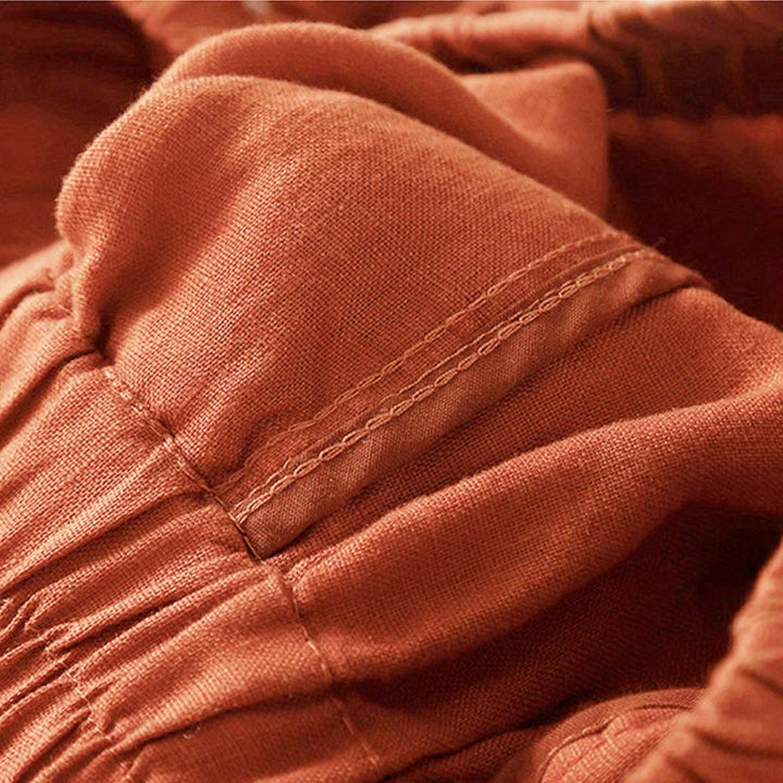 Buddha Stones Damen-Shorts aus Baumwolle mit einfarbiger Unterseite, hohlem Spitzendesign und Schnürung und Taschen - image 46