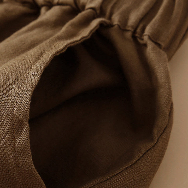 Buddha Stones Damen-Shorts aus Baumwolle mit einfarbiger Unterseite, hohlem Spitzendesign und Schnürung und Taschen - image 53