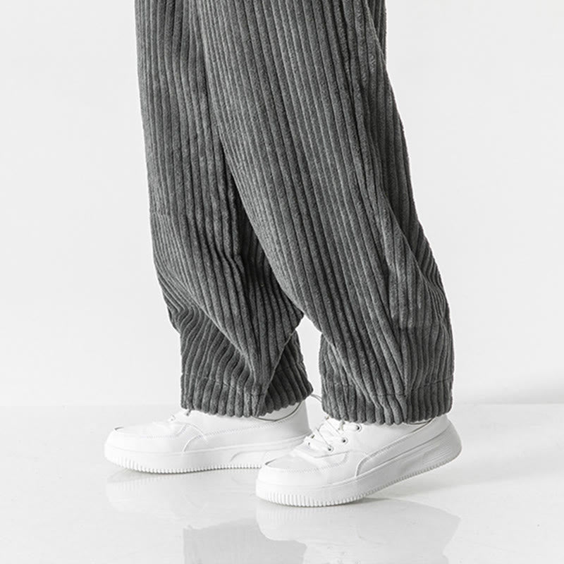 Buddha Stones Retro Winter Einfarbige Herren-Haremshose aus Cord mit Kordelzug und Taschen - image 9