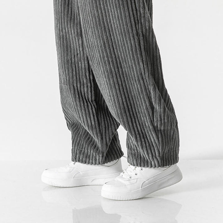 Buddha Stones Retro Winter Einfarbige Herren-Haremshose aus Cord mit Kordelzug und Taschen - image 9