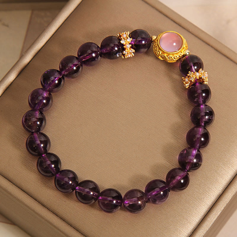 Buddha Stones Natürliche Amethyst Erdbeerquarz Perlen Heilung Armband - image 4