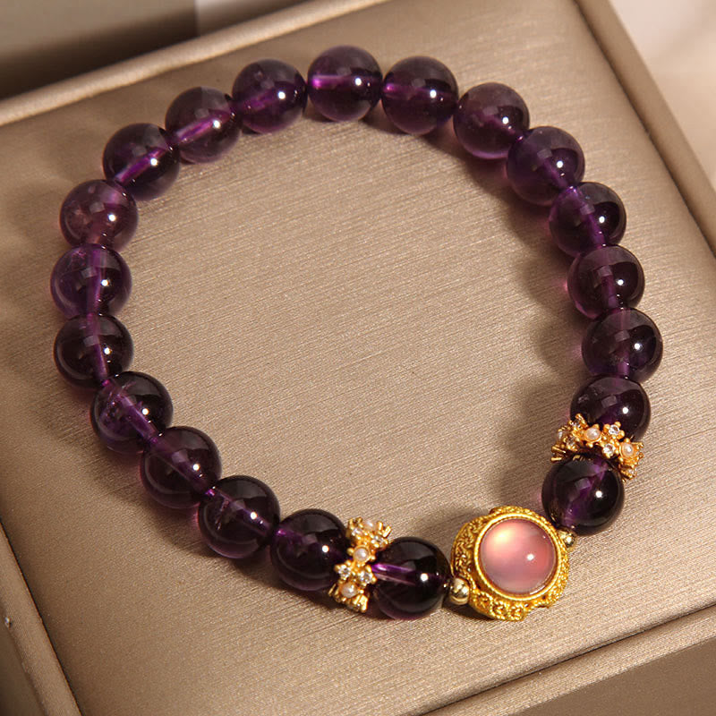 Buddha Stones Natürliche Amethyst Erdbeerquarz Perlen Heilung Armband - image 7
