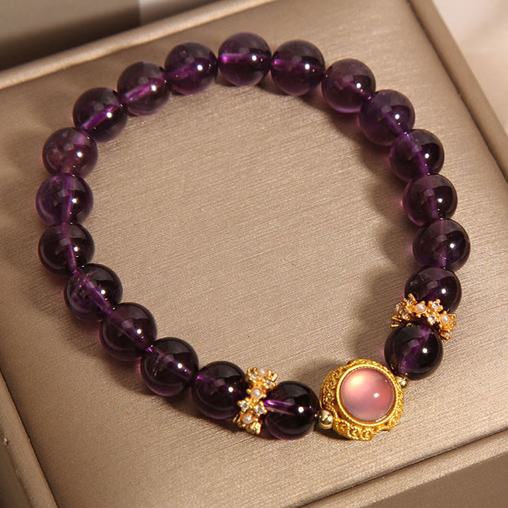Buddha Stones Natürliche Amethyst Erdbeerquarz Perlen Heilung Armband - image 7