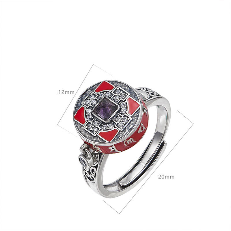 Buddha Stones Om Mani Padme Hum Kupfer Gebetsrad Drehbarer Reichtumsring - image 8