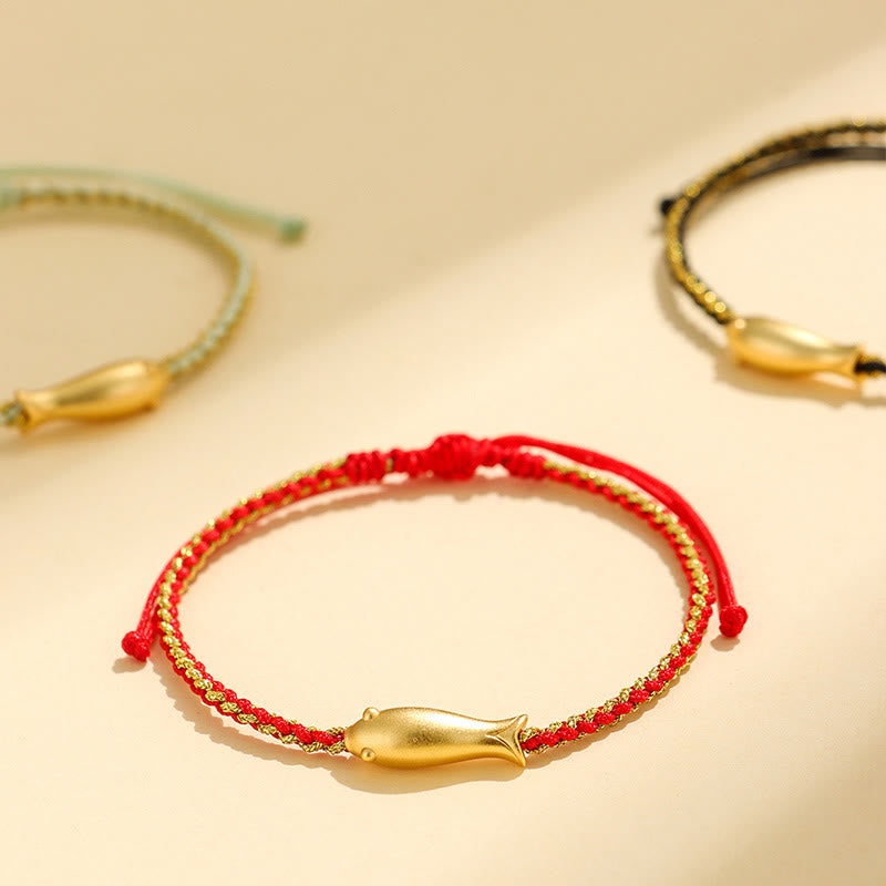 Buddha Stones 999 Sterling Silber Glücks-Koi-Fisch-Schutzseil-Armband - image 1