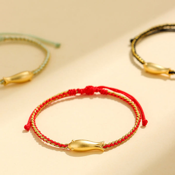 Buddha Stones 999 Sterling Silber Glücks-Koi-Fisch-Schutzseil-Armband - image 1