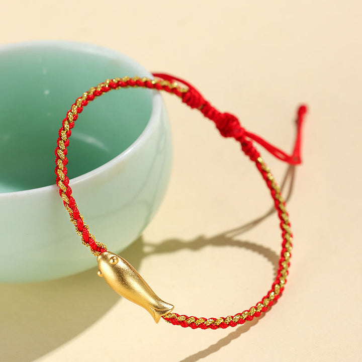 Buddha Stones 999 Sterling Silber Glücks-Koi-Fisch-Schutzseil-Armband - image 3