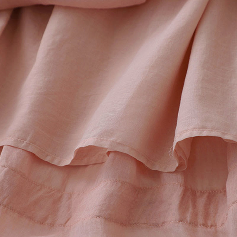 Buddha Stones Damenrock aus Baumwolle mit elastischer Taille und einfarbiger Spitze - image 6