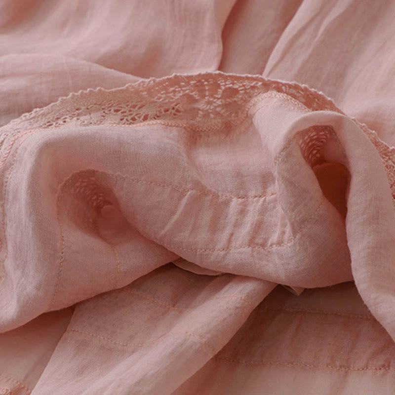 Buddha Stones Damenrock aus Baumwolle mit elastischer Taille und einfarbiger Spitze - image 7