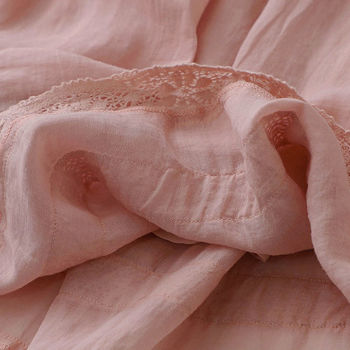 Buddha Stones Damenrock aus Baumwolle mit elastischer Taille und einfarbiger Spitze - image 7