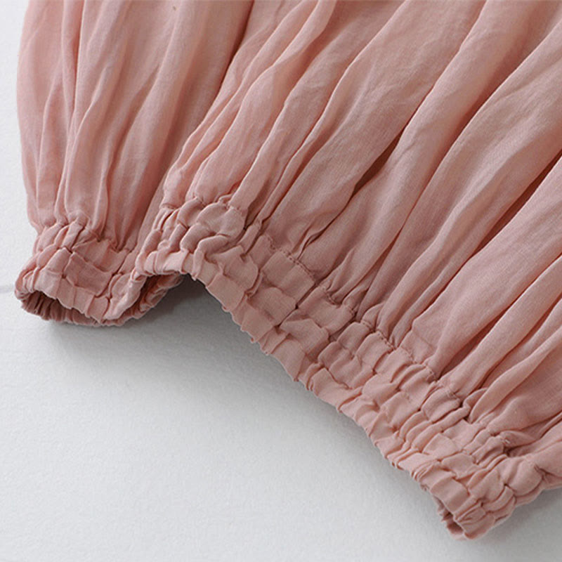 Buddha Stones Damenrock aus Baumwolle mit elastischer Taille und einfarbiger Spitze - image 9