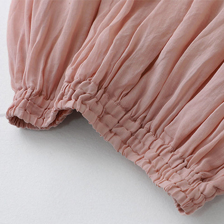 Buddha Stones Damenrock aus Baumwolle mit elastischer Taille und einfarbiger Spitze - image 9