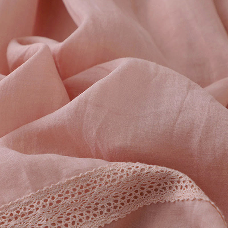 Buddha Stones Damenrock aus Baumwolle mit elastischer Taille und einfarbiger Spitze - image 10