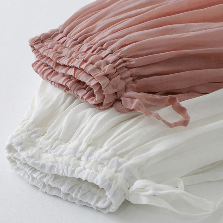 Buddha Stones Damenrock aus Baumwolle mit elastischer Taille und einfarbiger Spitze - image 20