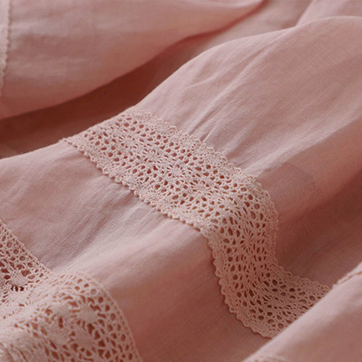 Buddha Stones Damenrock aus Baumwolle mit elastischer Taille und einfarbiger Spitze - image 4