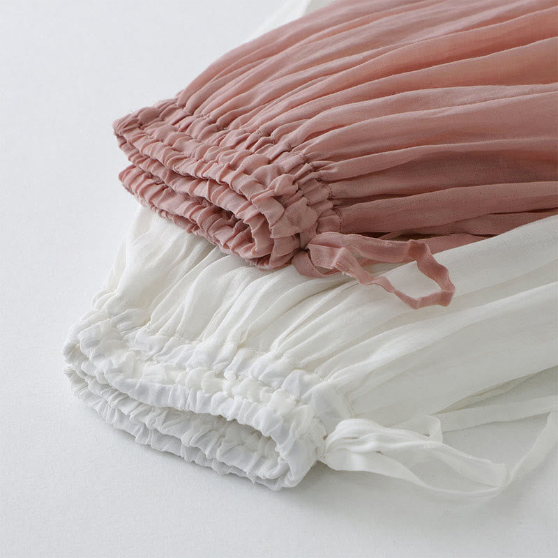 Buddha Stones Damenrock aus Baumwolle mit elastischer Taille und einfarbiger Spitze - image 18