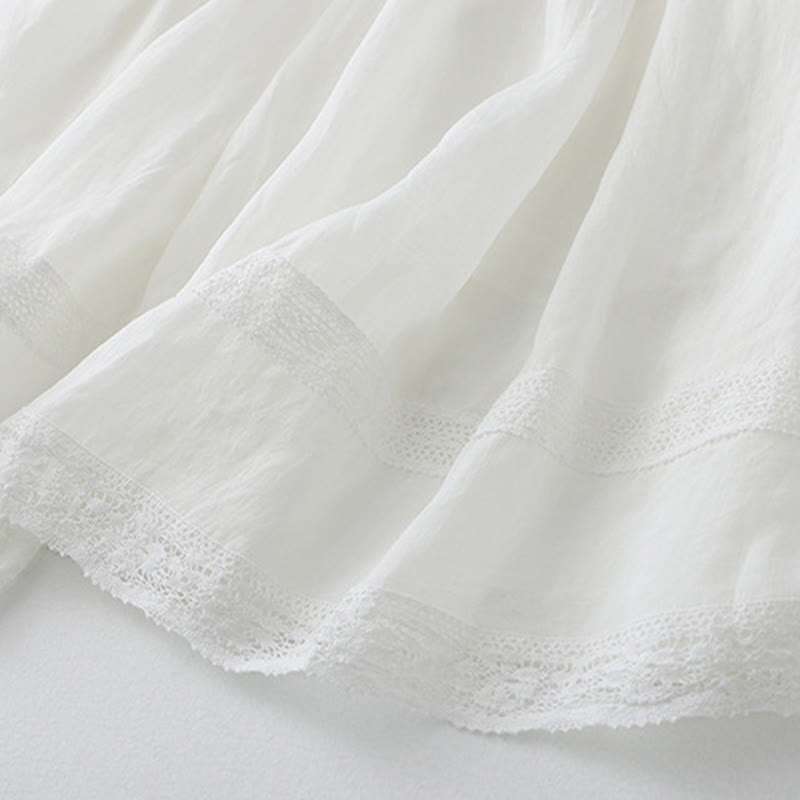 Buddha Stones Damenrock aus Baumwolle mit elastischer Taille und einfarbiger Spitze - image 14