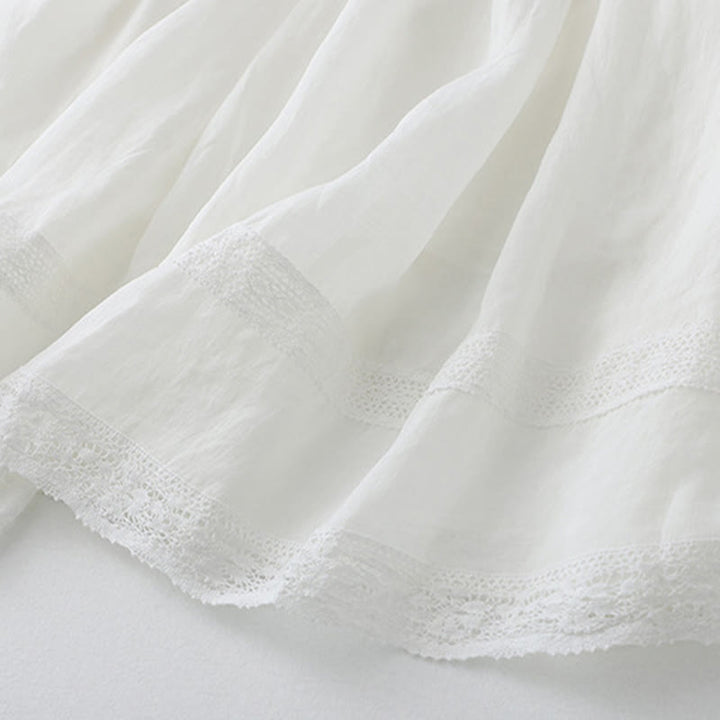 Buddha Stones Damenrock aus Baumwolle mit elastischer Taille und einfarbiger Spitze - image 14