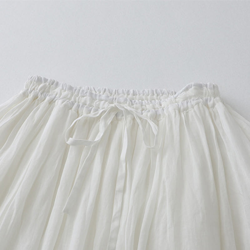 Buddha Stones Damenrock aus Baumwolle mit elastischer Taille und einfarbiger Spitze - image 13