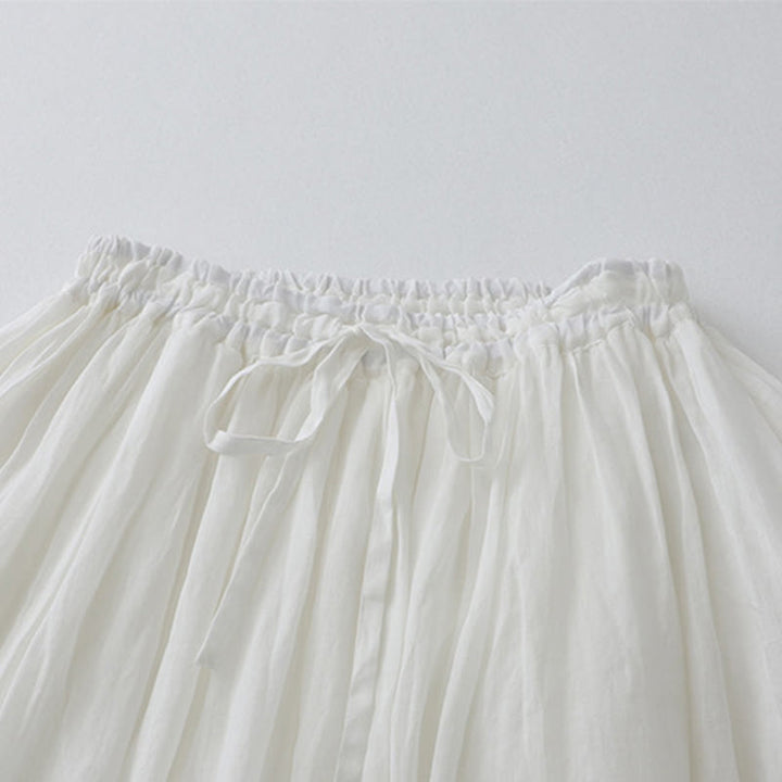 Buddha Stones Damenrock aus Baumwolle mit elastischer Taille und einfarbiger Spitze - image 13