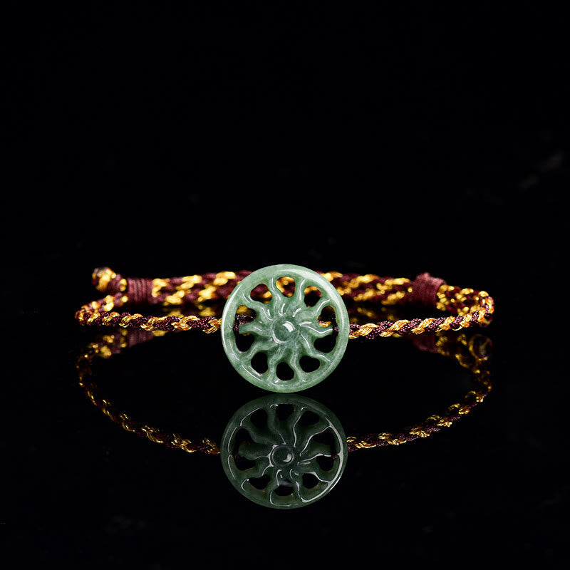 Buddha Stones Jade Sun Geflochtenes Seil Fülle Armband - Jade (Handgelenkumfang 15–17 cm) - image 1