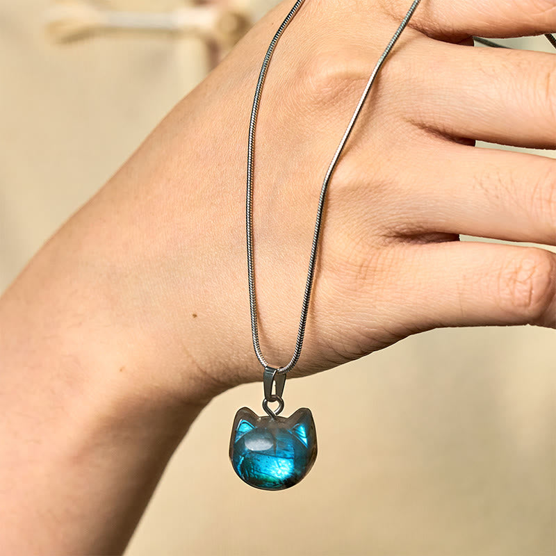 Buddha Stones Natürliches Katzenmuster Labradorit Heilung Halskette Anhänger - Labradorit (Heilung♥Unterstützung) - image 0